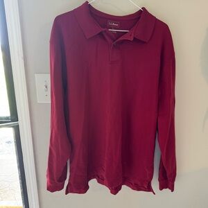 L.L. Bean‎ Men’s Red Long Sleeve Polo – 100% Cotton – Size L